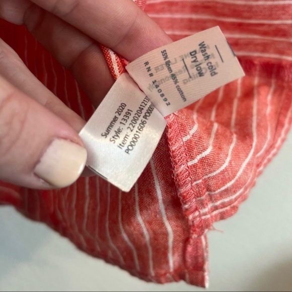 Marine Layer Stella red stripe linen blend crop tank size X-Large - Picture 3 of 6